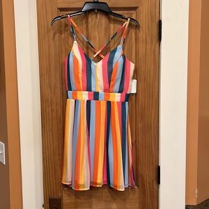 Midnight Doll Multi-Colored Striped Dress